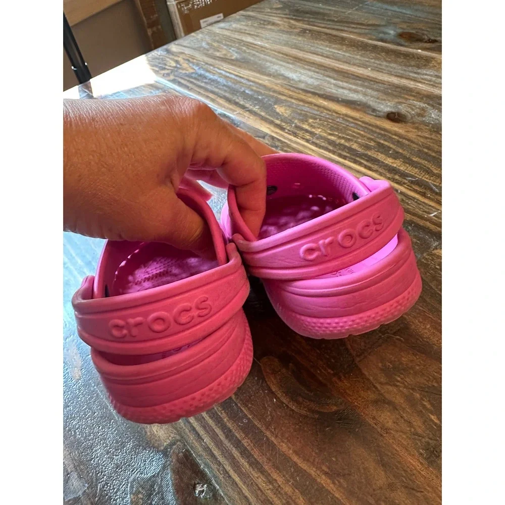 Crocs Baya Clog Kids Electric Pink Rainbow Sun Jibbitz Slip On Shoes C10 Toddler